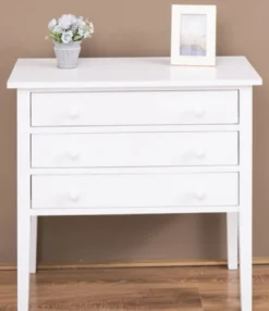 Casa Padrino Landhausstil Massivholz Kommode mit 3 Schubladen Weiß 80 x 41 x H. 75 cm - Landhausstil Möbel