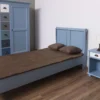 Casa Padrino Landhausstil Massivholz Kinderzimmer Möbel Set Hellblau / Weiß / Mehrfarbig - 1 Einzelbett & 1 Kleiderschrank & 1 Nachttisch - Landhausstil Möbel