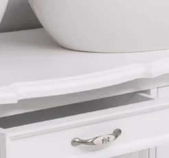 Casa Padrino Landhausstil Massivholz Doppel Waschtisch Weiß 150 cm - Landhausstil Badezimmer Möbel