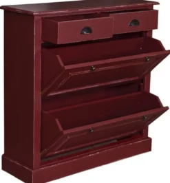 Casa Padrino Landhausstil Massivholz Schuhschrank Antik Bordeauxrot 103 x 35 x H. 105 cm - Landhausstil Garderobenmöbel