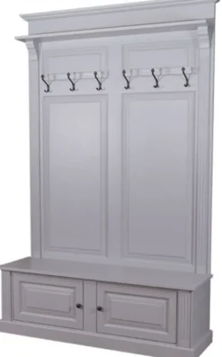 Casa Padrino Landhausstil Massivholz Garderobenschrank Grau 140 x 41 x H. 210 cm - Wand Garderobe - Flur Schrank - Flurmöbel - Garderobenmöbel - Landhausstil Möbel