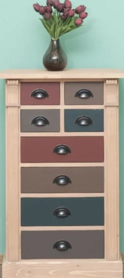 Casa Padrino Landhausstil Massivholz Kommode mit 8 Schubladen Naturfarben / Mehrfarbig 60 x 36 x H. 100 cm - Landhausstil Möbel
