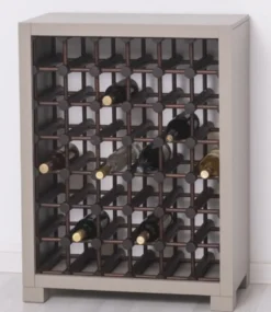 Casa Padrino Landhausstil Massivholz Weinschrank Grau / Dunkelbraun / Schwarz 68 x 35 x H. 68 cm - Massivholz Weinregal im Landhausstil - Massivholz Bar Möbel - Landhausstil Bar Möbel
