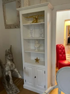 Casa Padrino Landhausstil Massivholz Schrank Weiß 70 x 35 x H. 210 cm - Bücherschrank - Regalschrank - Wohnzimmerschrank - Büroschrank - Landhausstil Möbel - Landhausstil Einrichtung