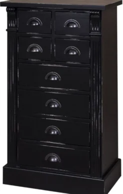 Casa Padrino Landhausstil Massivholz Kommode mit 8 Schubladen Antik Schwarz 60 x 36 x H. 100 cm - Landhausstil Möbel