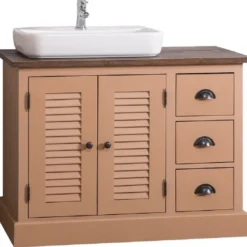 Casa Padrino Landhausstil Massivholz Waschbeckenschrank Braun / Dunkelbraun 100 x 51 x H. 75 cm - Landhausstil Badezimmermöbel