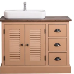 Casa Padrino Landhausstil Massivholz Waschbeckenschrank Braun / Dunkelbraun 100 x 51 x H. 75 cm - Landhausstil Badezimmermöbel