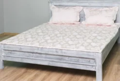 Casa Padrino Landhausstil Massivholz Bett Antik Grau 160 x 200 x H. 93 cm - Massivholz Doppelbett - Landhausstil Schlafzimmer Möbel