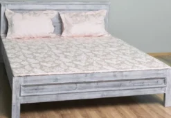 Casa Padrino Landhausstil Massivholz Bett Antik Grau 160 x 200 x H. 93 cm - Massivholz Doppelbett - Landhausstil Schlafzimmer Möbel