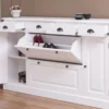 Casa Padrino Landhausstil Massivholz Schrank Weiß 176 x 35 x H. 105 cm - Sideboard - Kommode - Schuhschrank - Dielenschrank - Landhausstil Möbel