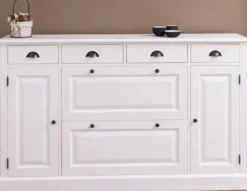Casa Padrino Landhausstil Massivholz Schrank Weiß 176 x 35 x H. 105 cm - Sideboard - Kommode - Schuhschrank - Dielenschrank - Landhausstil Möbel