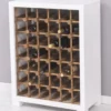 Casa Padrino Landhausstil Massivholz Weinschrank Weiß / Naturfarben 68 x 35 x H. 68 cm - Massivholz Weinregal im Landhausstil - Massivholz Bar Möbel - Landhausstil Bar Möbel
