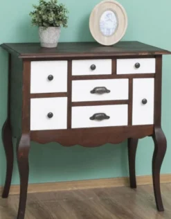 Casa Padrino Landhausstil Massivholz Kommode mit 7 Schubladen Dunkelbraun / Weiß 80 x 40 x H. 82 cm - Landhausstil Möbel