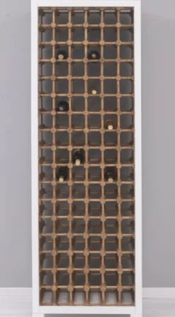 Casa Padrino Landhausstil Massivholz Weinschrank Weiß / Naturfarben 68 x 35 x H. 200 cm - Massivholz Weinregal im Landhausstil - Massivholz Bar Möbel - Landhausstil Bar Möbel
