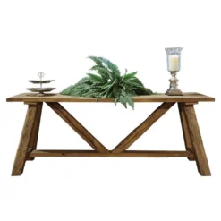 Casa Padrino Landhausstil Massivholz Konsole Braun 200 x 50 x H. 78 cm - Konsolentisch aus recycelter Eiche