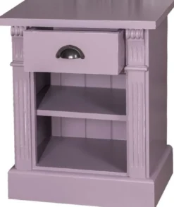 Casa Padrino Landhausstil Nachttisch mit Schublade und Regal Antik Lila 49 x 33 x H. 60 cm - Massivholz Nachtkommode - Nachtschrank - Landhausstil Schlafzimmermöbel
