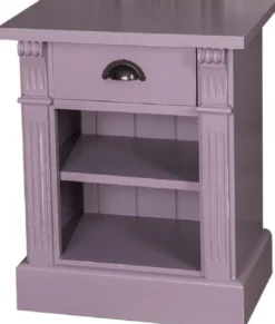 Casa Padrino Landhausstil Nachttisch mit Schublade und Regal Antik Lila 49 x 33 x H. 60 cm - Massivholz Nachtkommode - Nachtschrank - Landhausstil Schlafzimmermöbel