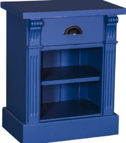 Casa Padrino Landhausstil Nachttisch mit Schublade und Regal Blau 49 x 33 x H. 60 cm - Massivholz Nachtkommode - Nachtschrank - Landhausstil Schlafzimmermöbel