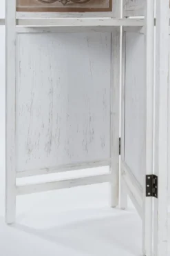 Casa Padrino Landhausstil Raumteiler mit 3 Regalen Antik Weiß / Antik Braun 155 x 2 x H. 181 cm - Shabby Chic Paravent Sichtschutz Trennwand