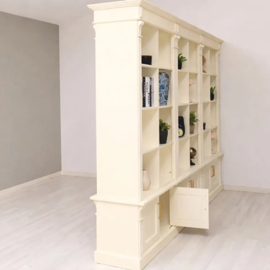 Casa Padrino Landhausstil Raumteiler Bücherschrank Creme 260 cm - Landhausstil Möbel