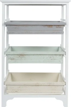 Casa Padrino Landhausstil Regalschrank Weiß / Mehrfarbig 54 x 32 x H. 86 cm - Handgefertigter Shabby Chic Regalschrank mit 3 Fächern