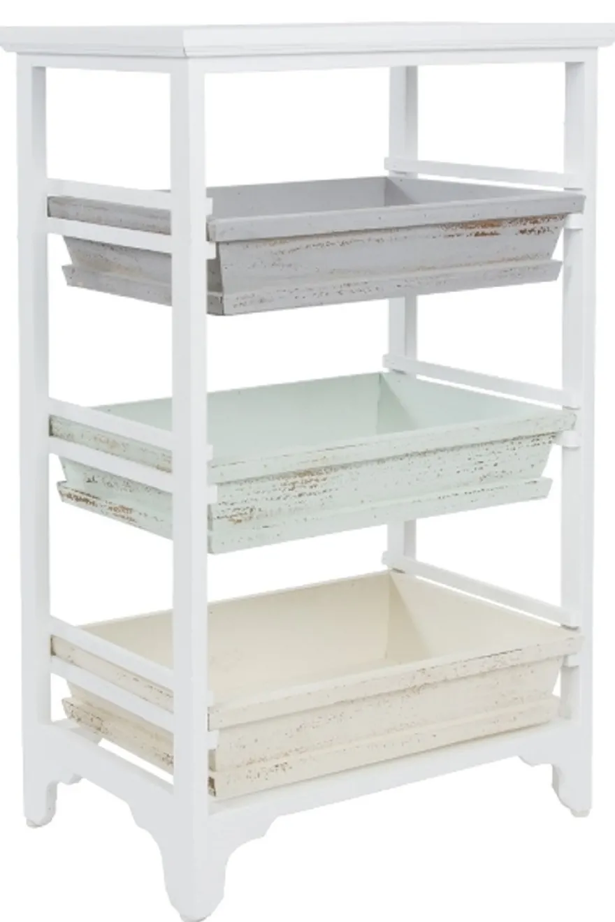 Casa Padrino Landhausstil Regalschrank Weiß / Mehrfarbig 54 x 32 x H. 86 cm - Handgefertigter Shabby Chic Regalschrank mit 3 Fächern