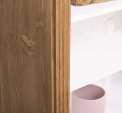 Casa Padrino Landhausstil Regalschrank Hellbraun / Weiß 180 x 39 x H. 197 cm - Massivholz Schrank - Bücherschrank - Wohnzimmerschrank - Büroschrank - Landhausstil Möbel