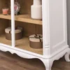 Casa Padrino Landhausstil Regalschrank Weiß / Naturfarben 112 x 49 x H. 190 cm - Massivholz Bücherschrank - Wohnzimmerschrank - Büroschrank - Möbel im Landhausstil