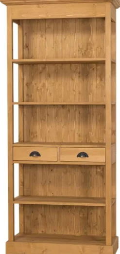 Casa Padrino Landhausstil Regalschrank Naturfarben 90 x 39 x H. 197 cm - Landhausstil Schrank mit 2 Schubladen