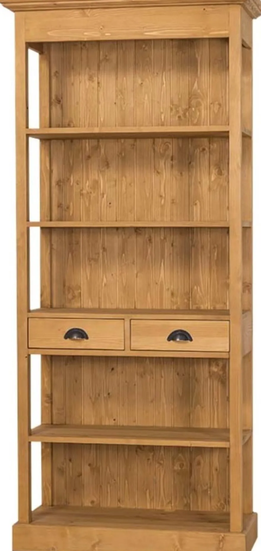 Casa Padrino Landhausstil Regalschrank Naturfarben 90 x 39 x H. 197 cm - Landhausstil Schrank mit 2 Schubladen