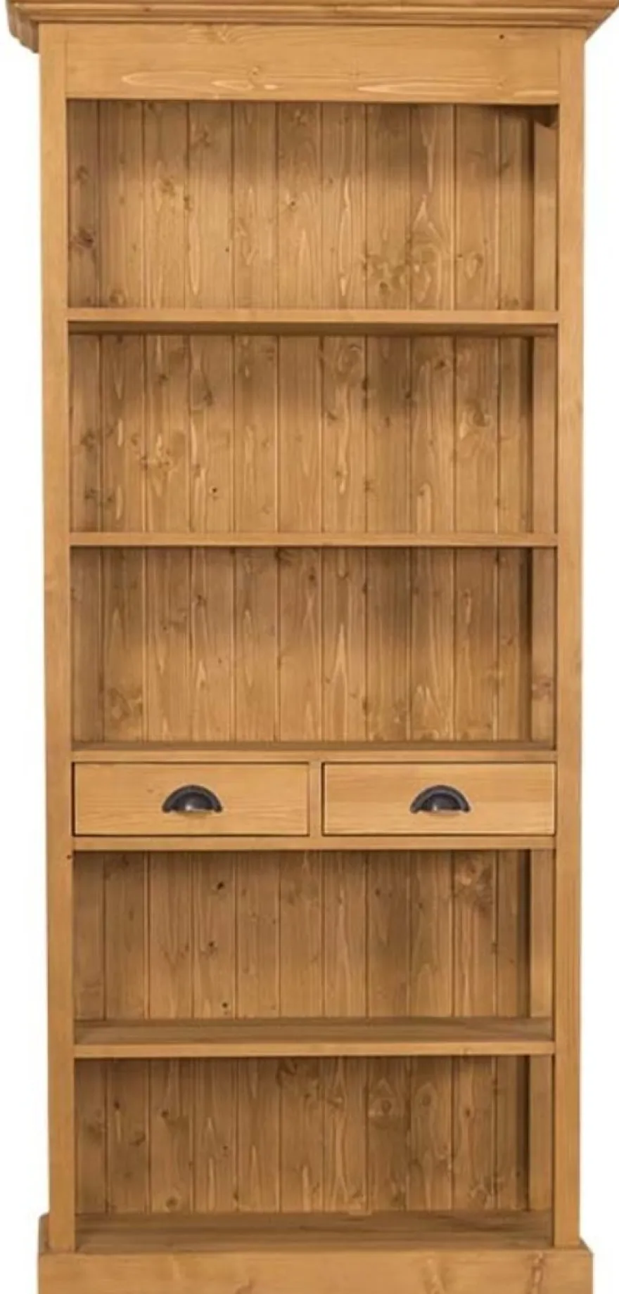 Casa Padrino Landhausstil Regalschrank Naturfarben 90 x 39 x H. 197 cm - Landhausstil Schrank mit 2 Schubladen