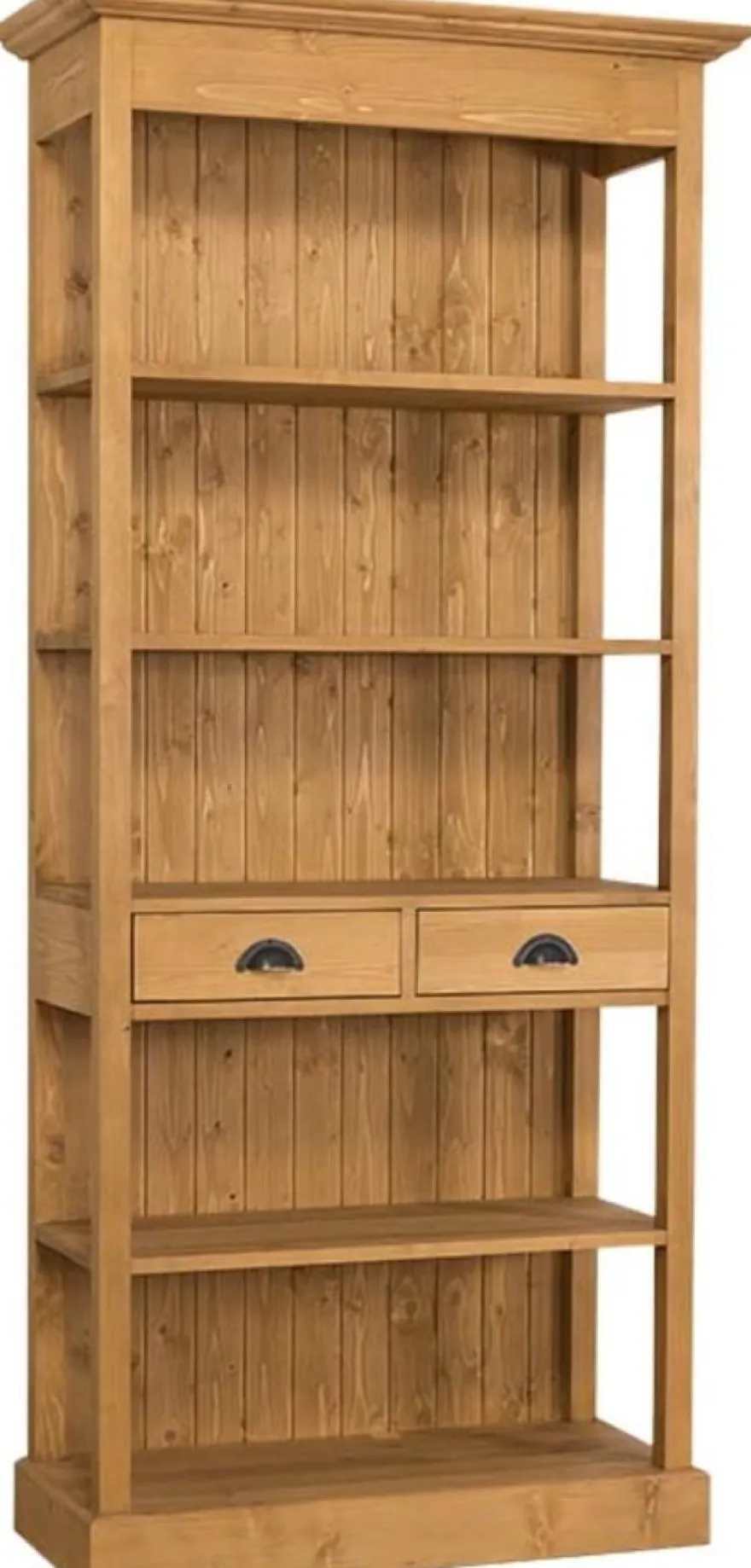 Casa Padrino Landhausstil Regalschrank Naturfarben 90 x 39 x H. 197 cm - Landhausstil Schrank mit 2 Schubladen