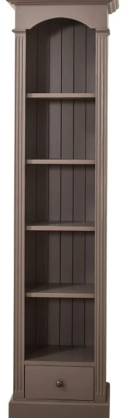 Casa Padrino Landhausstil Regalschrank Dunkelgrau 50 x 33 x H. 190 cm - Massivholz Schrank mit 4 Regalen und Schublade - Landhausstil Möbel