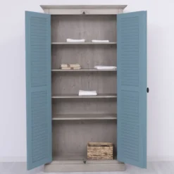 Casa Padrino Landhausstil Schlafzimmer Schrank Grau / Blau 109 cm - Schlafzimmer Möbel