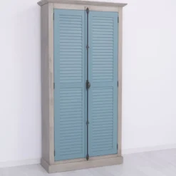 Casa Padrino Landhausstil Schlafzimmer Schrank Grau / Blau 109 cm - Schlafzimmer Möbel