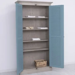 Casa Padrino Landhausstil Schlafzimmer Schrank Grau / Blau 109 cm - Schlafzimmer Möbel