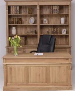 Casa Padrino Landhausstil Schreibtisch Naturfarben 160 x 70 x H. 78 cm - Massivholz Bürotisch mit 2 Türen und 2 Schubladen - Massivholz Möbel - Büro Möbel im Landhausstil - Landhausstil Möbel