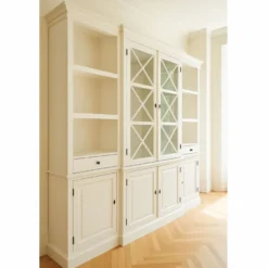 Casa Padrino Landhausstil Schrank Weiß 220 cm - Landhausstil Massivholz Möbel
