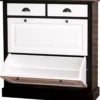 Casa Padrino Landhausstil Schuhschrank Schwarz / Weiß 103 x 35 x H. 105 cm - Möbel im Landhausstil