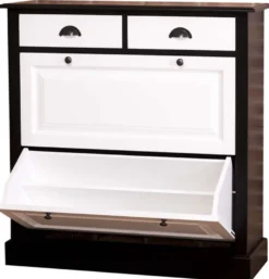 Casa Padrino Landhausstil Schuhschrank Schwarz / Weiß 103 x 35 x H. 105 cm - Möbel im Landhausstil