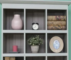 Casa Padrino Landhausstil Schrank Grau 97 x 40 x H. 210 cm - Massivholz Regalschrank mit 2 Türen und 6 Schubladen - Möbel im Landhausstil