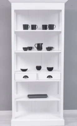 Casa Padrino Landhausstil Schrank Weiß 91 x 39 x H. 197 cm - Landhausstil Esszimmer Schrank - Massivholz Möbel - Landhausstil Shabby Chic Möbel