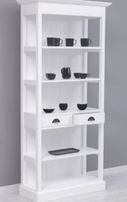 Casa Padrino Landhausstil Schrank Weiß 91 x 39 x H. 197 cm - Landhausstil Esszimmer Schrank - Massivholz Möbel - Landhausstil Shabby Chic Möbel