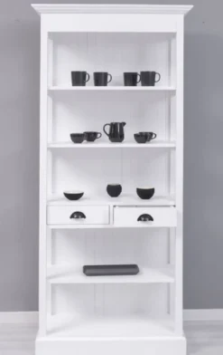 Casa Padrino Landhausstil Schrank Weiß 91 x 39 x H. 197 cm - Landhausstil Esszimmer Schrank - Massivholz Möbel - Landhausstil Shabby Chic Möbel