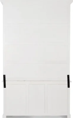 Casa Padrino Landhausstil Schrank mit Leiter Antik Weiß 143,5 x 40,6 x H. 233,7 cm - Bücherschrank - Regalschrank - Wohnzimmerschrank - Büroschrank - Landhausstil Möbel
