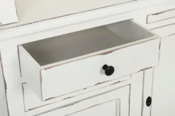 Casa Padrino Landhausstil Schrank mit Leiter Antik Weiß 143,5 x 40,6 x H. 233,7 cm - Bücherschrank - Regalschrank - Wohnzimmerschrank - Büroschrank - Landhausstil Möbel