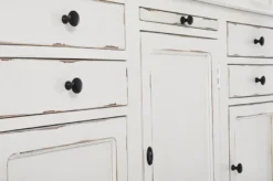 Casa Padrino Landhausstil Schrank mit Leiter Antik Weiß 143,5 x 40,6 x H. 233,7 cm - Bücherschrank - Regalschrank - Wohnzimmerschrank - Büroschrank - Landhausstil Möbel