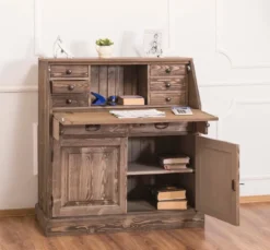 Casa Padrino Landhausstil Schreibkommode mit 2 Türen und 8 Schubladen Braun 106 x 49 x H. 109 cm - Möbel im Landhausstil