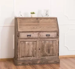 Casa Padrino Landhausstil Schreibkommode mit 2 Türen und 8 Schubladen Braun 106 x 49 x H. 109 cm - Möbel im Landhausstil