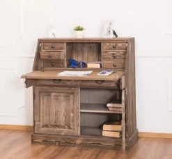 Casa Padrino Landhausstil Schreibkommode mit 2 Türen und 8 Schubladen Braun 106 x 49 x H. 109 cm - Möbel im Landhausstil